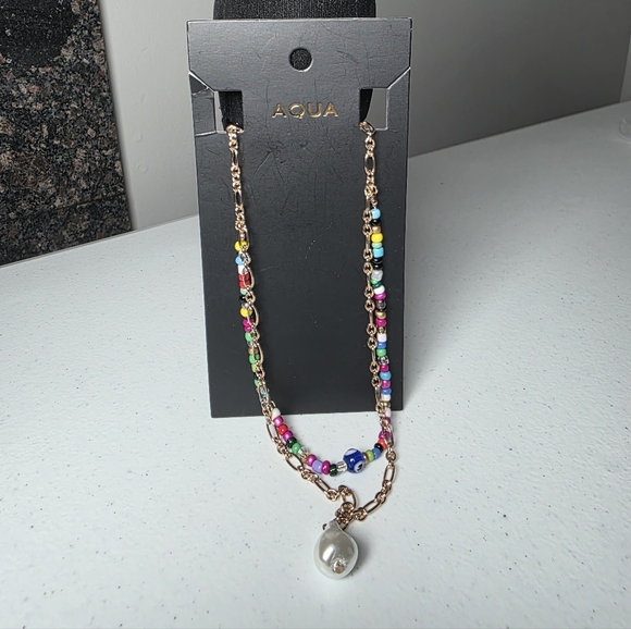 Aqua Jewelry - 🚫⚠️SOLD🚫⚠️ Aqua Multicolor Beaded Necklace with Pearl Accent